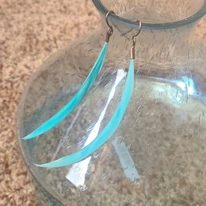 Turquoise feather earrings
